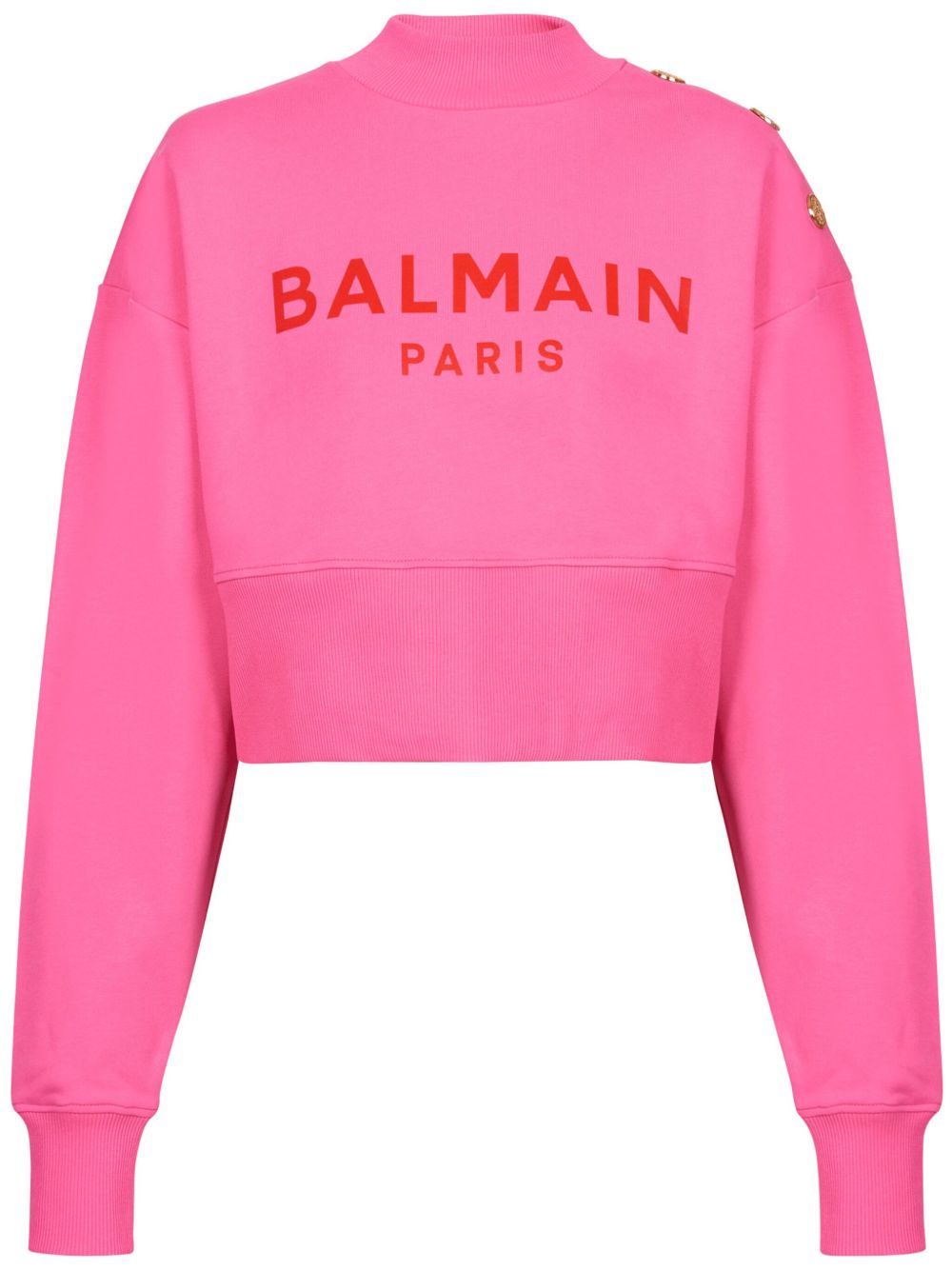 Balmain logo印花短款卫衣 - 粉色