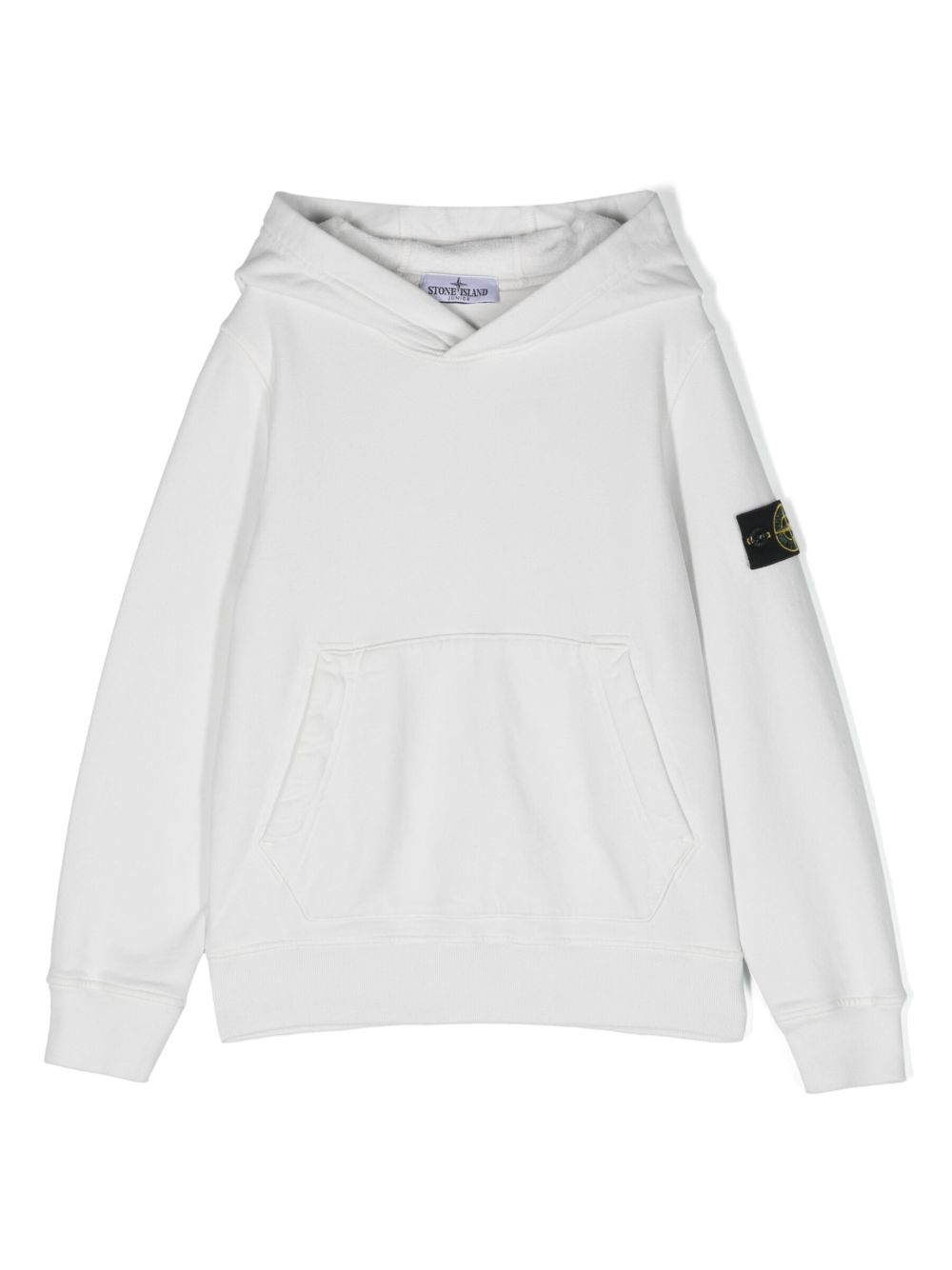 Stone Island Junior 罗盘图案棉连帽衫 - 白色