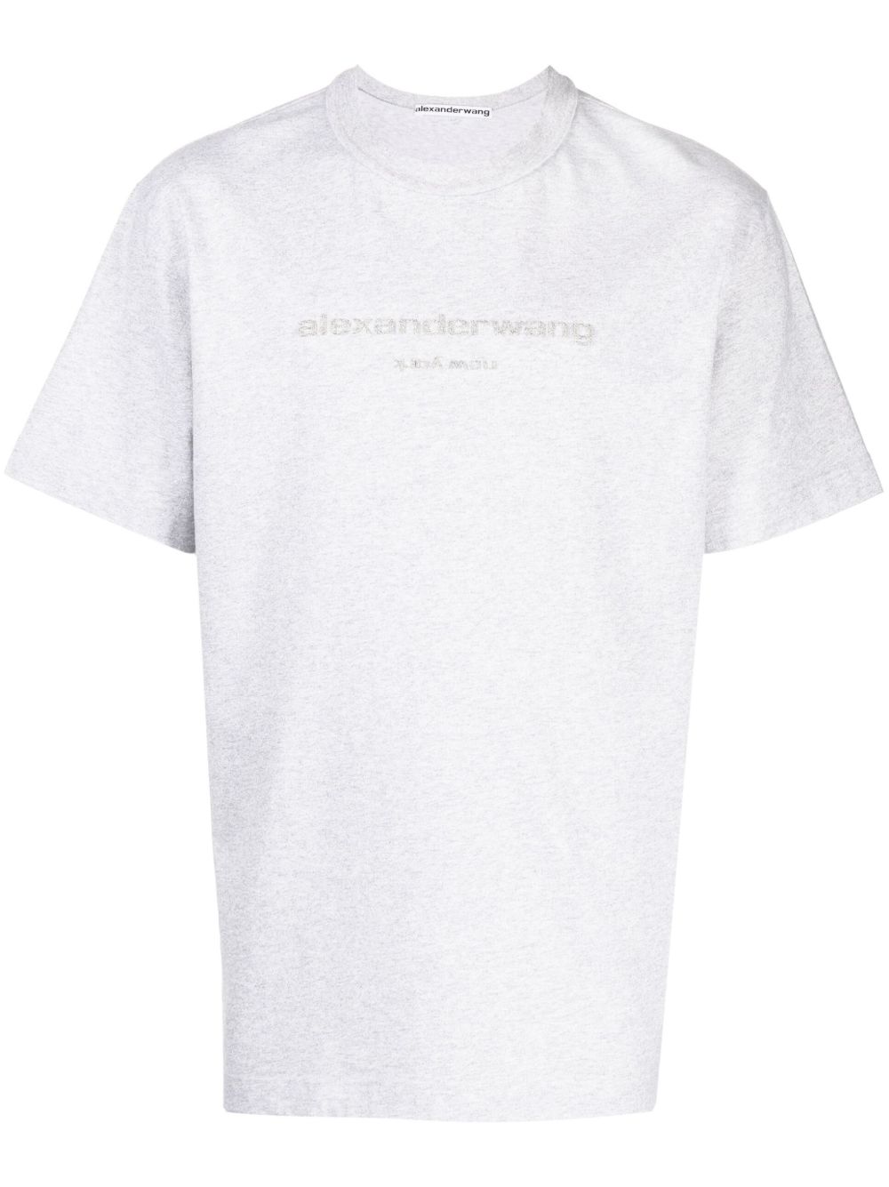 Alexander Wang 凸纹logo亮片金葱棉T恤 - 灰色
