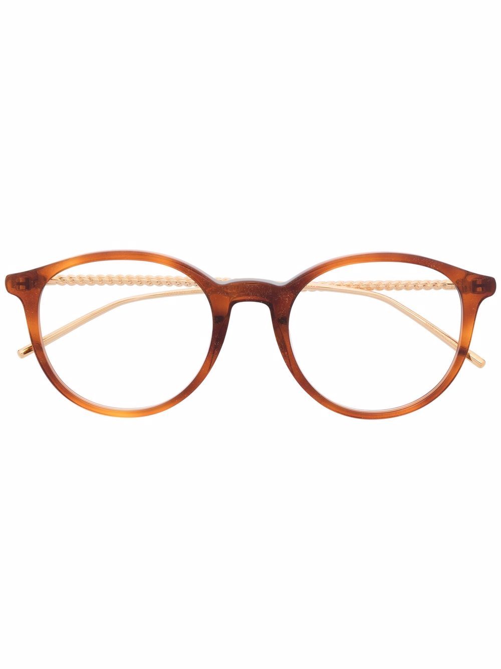 Boucheron Eyewear 圆框玳瑁纹眼镜 - 褐色