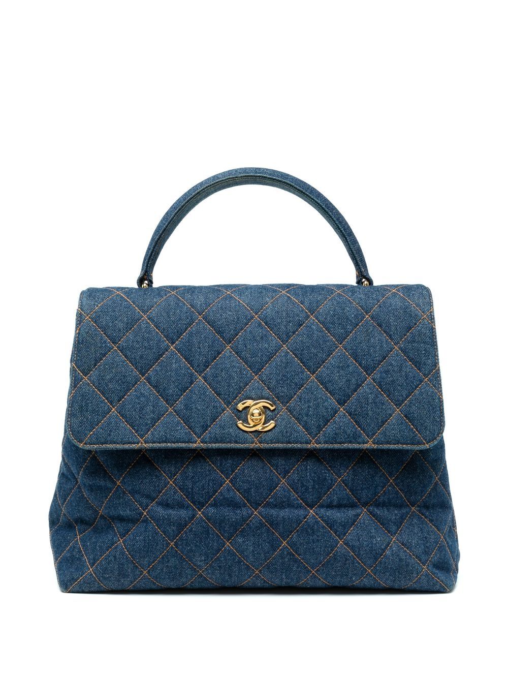 CHANEL Pre-Owned CC 菱纹绗缝手提包（1997年典藏款） - 蓝色