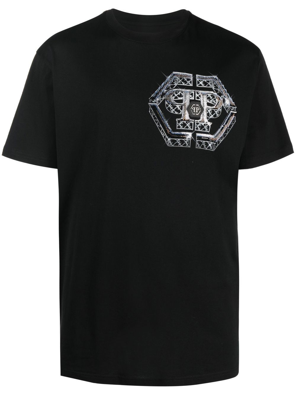 Philipp Plein logo印花短袖T恤 - 黑色