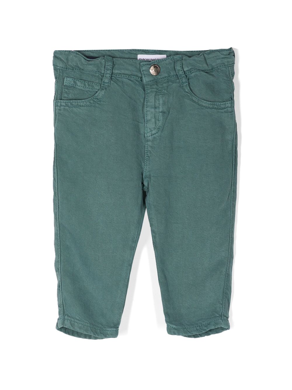 Emporio Armani Kids ASV J75 莱赛尔纤维混纺牛仔裤 - 绿色