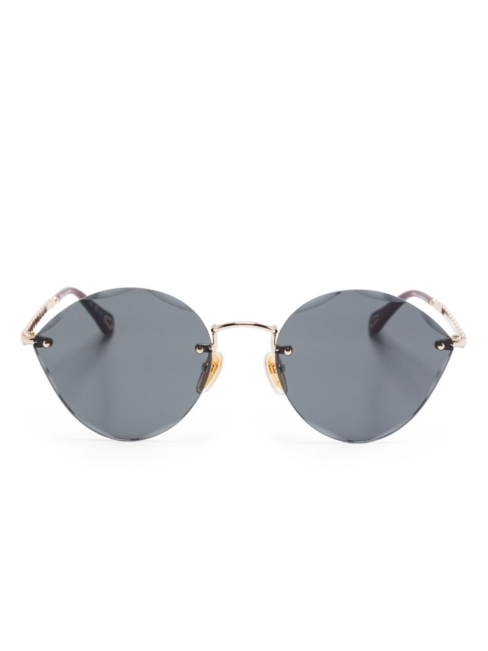 Chloé Eyewear 几何形镜框太阳眼镜 - 金色