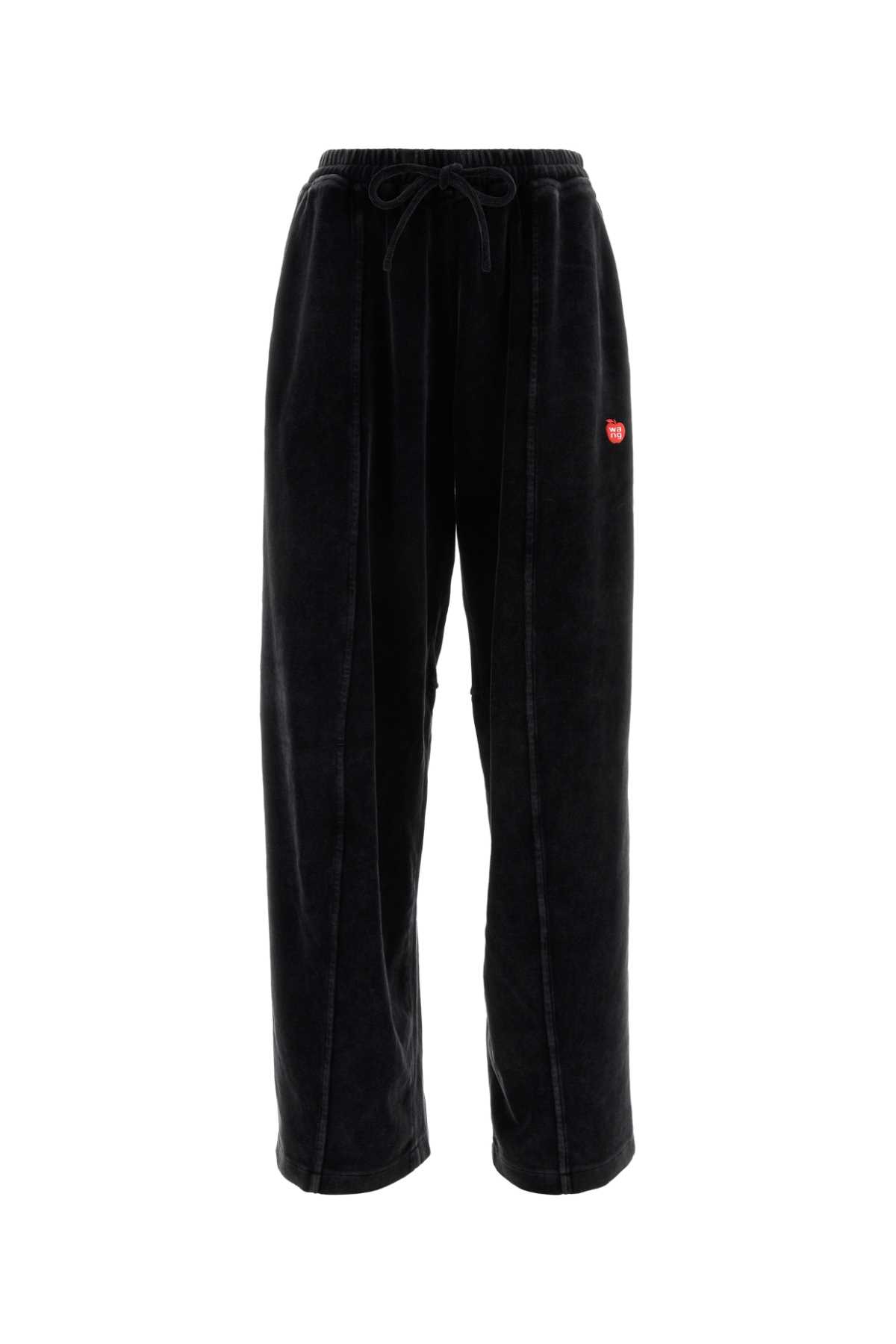 T by Alexander Wang 黑色天鹅绒慢跑裤