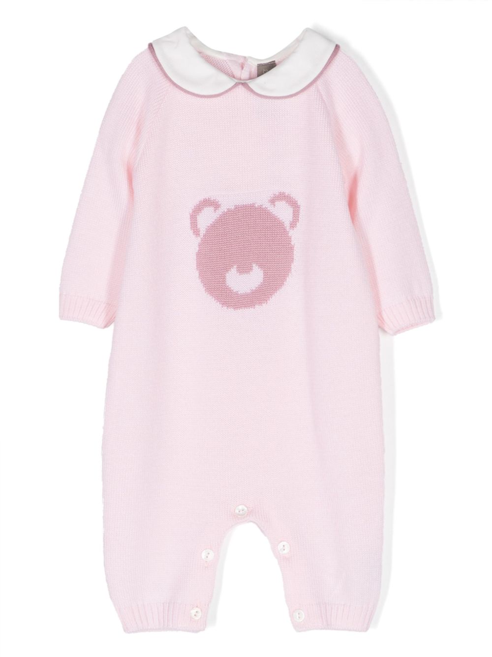Little Bear 小熊图案初剪羊毛连体衣 - 粉色