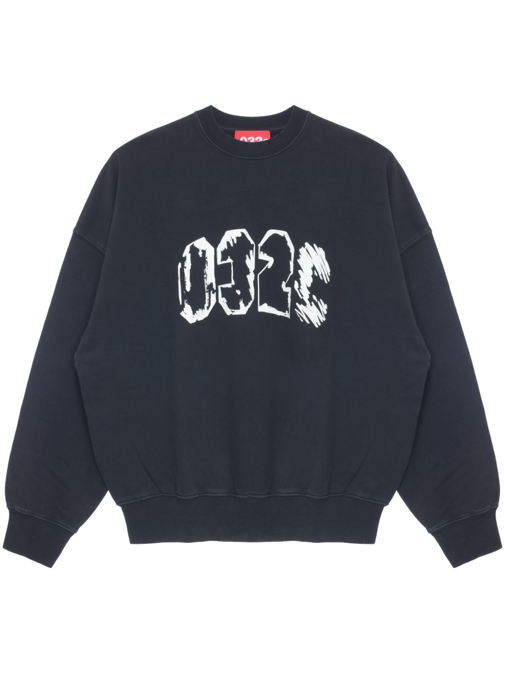 032c Eternal logo印花棉连帽衫 - 黑色