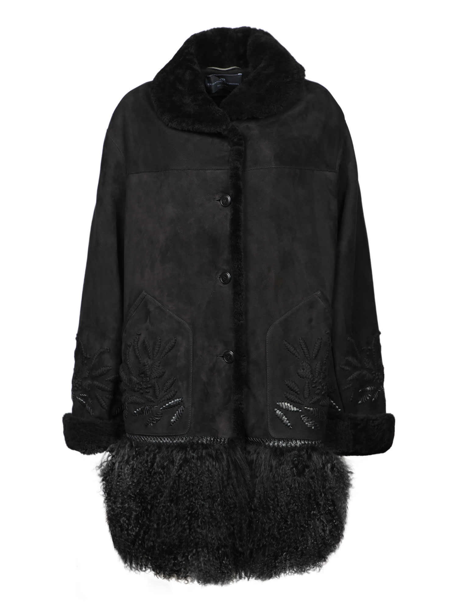 Ermanno Scervino 黑色羊毛皮夹克
