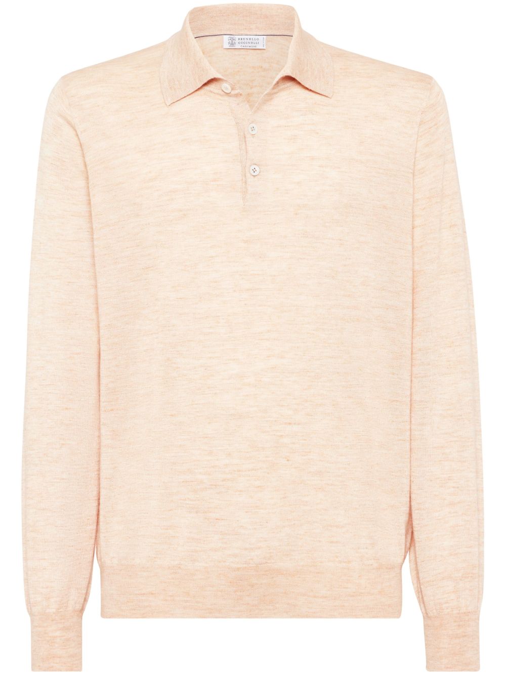 Brunello Cucinelli 羊绒真丝针织polo衫 - 橘色