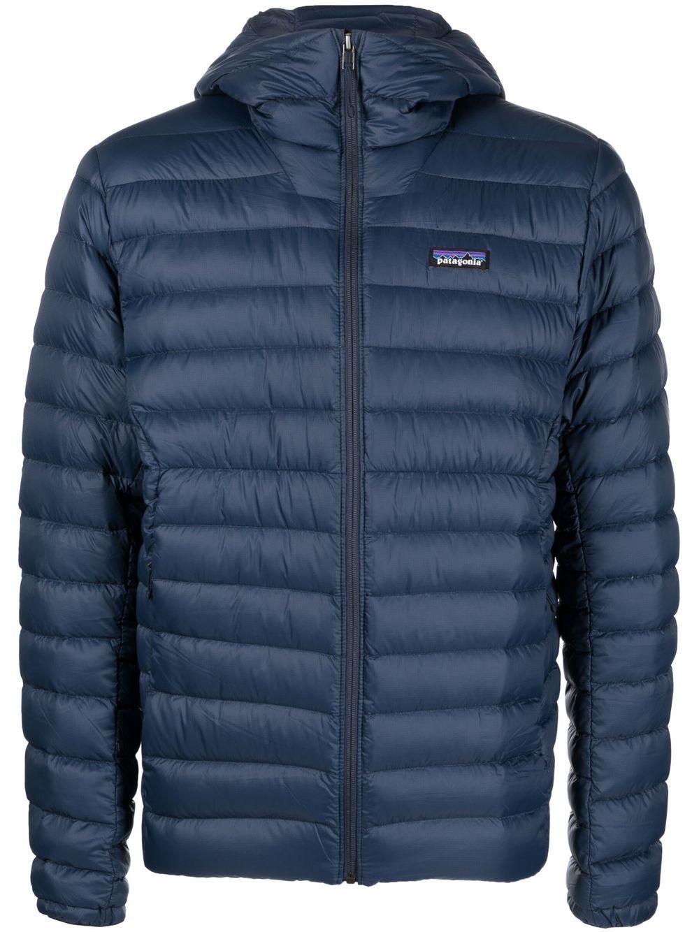 Patagonia 标贴连帽羽绒夹克 - 蓝色