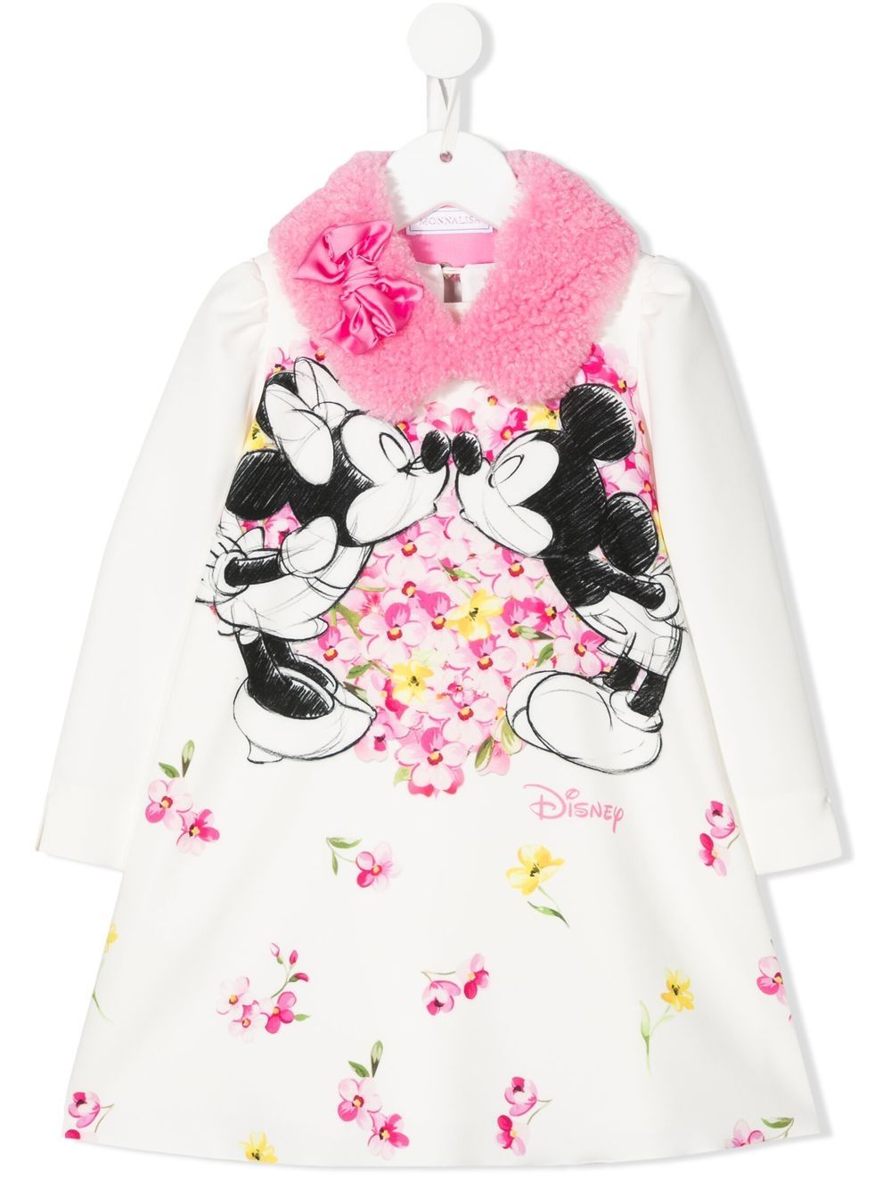 Monnalisa Disney 图案荷叶边连衣裙 - 白色