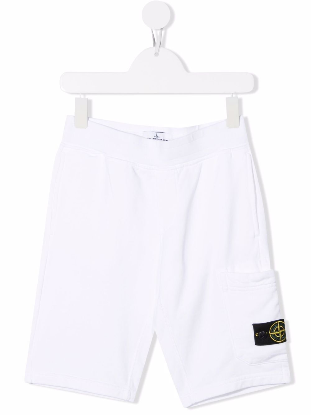 Stone Island Junior 罗盘贴花运动短裤 - 白色