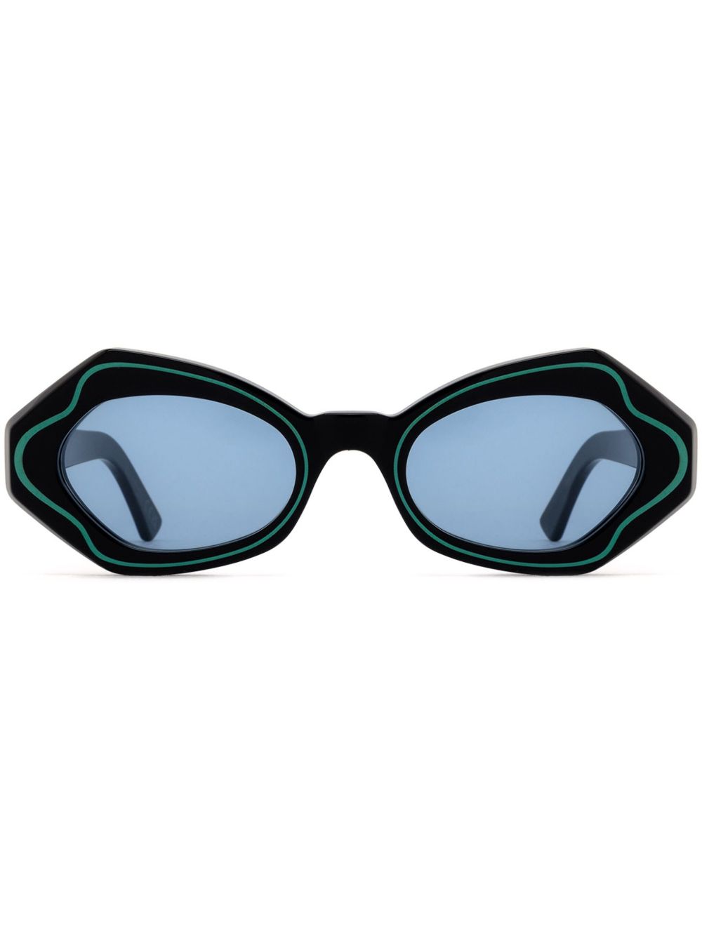 Marni Eyewear 几何形镜框太阳眼镜 - 黑色