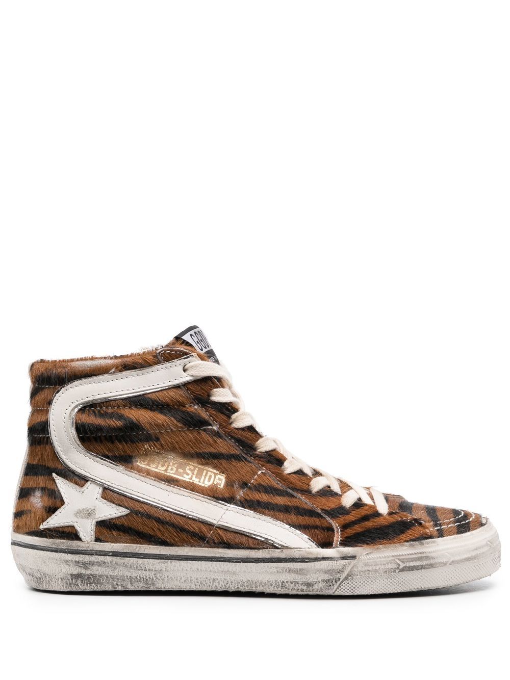 Golden Goose 斑马纹高帮运动鞋 - 褐色