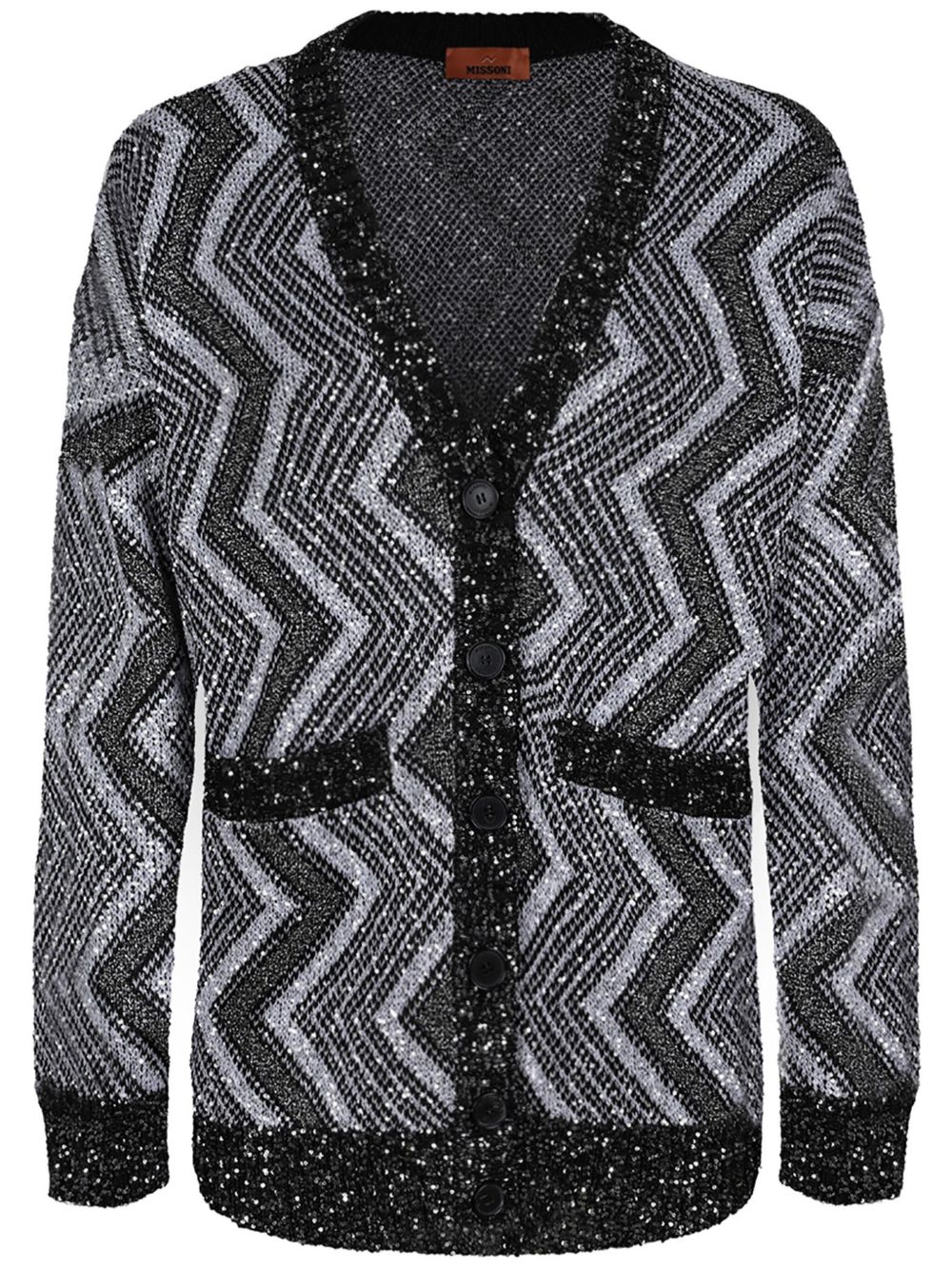 Missoni 亮片缀饰Z字形图案开衫 - 灰色
