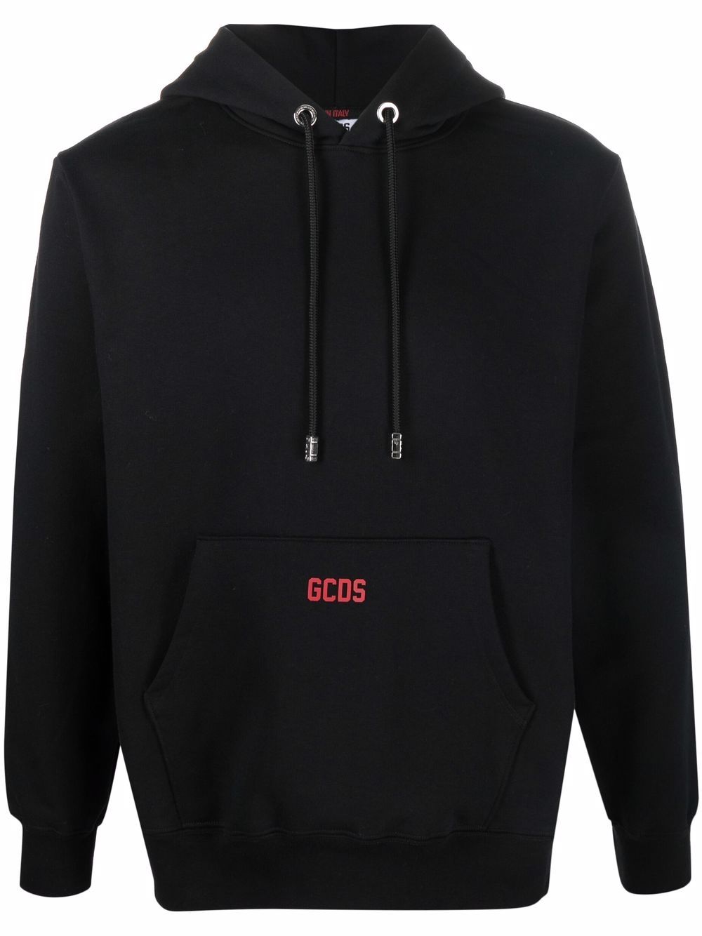 GCDS logo抽绳连帽衫 - 黑色