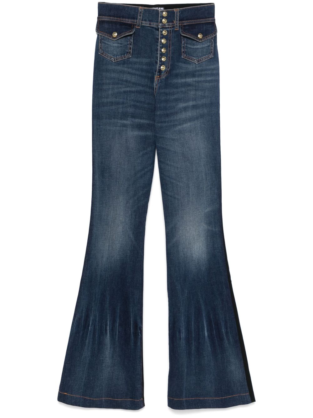 Versace Jeans Couture 拼接喇叭牛仔裤 - 蓝色