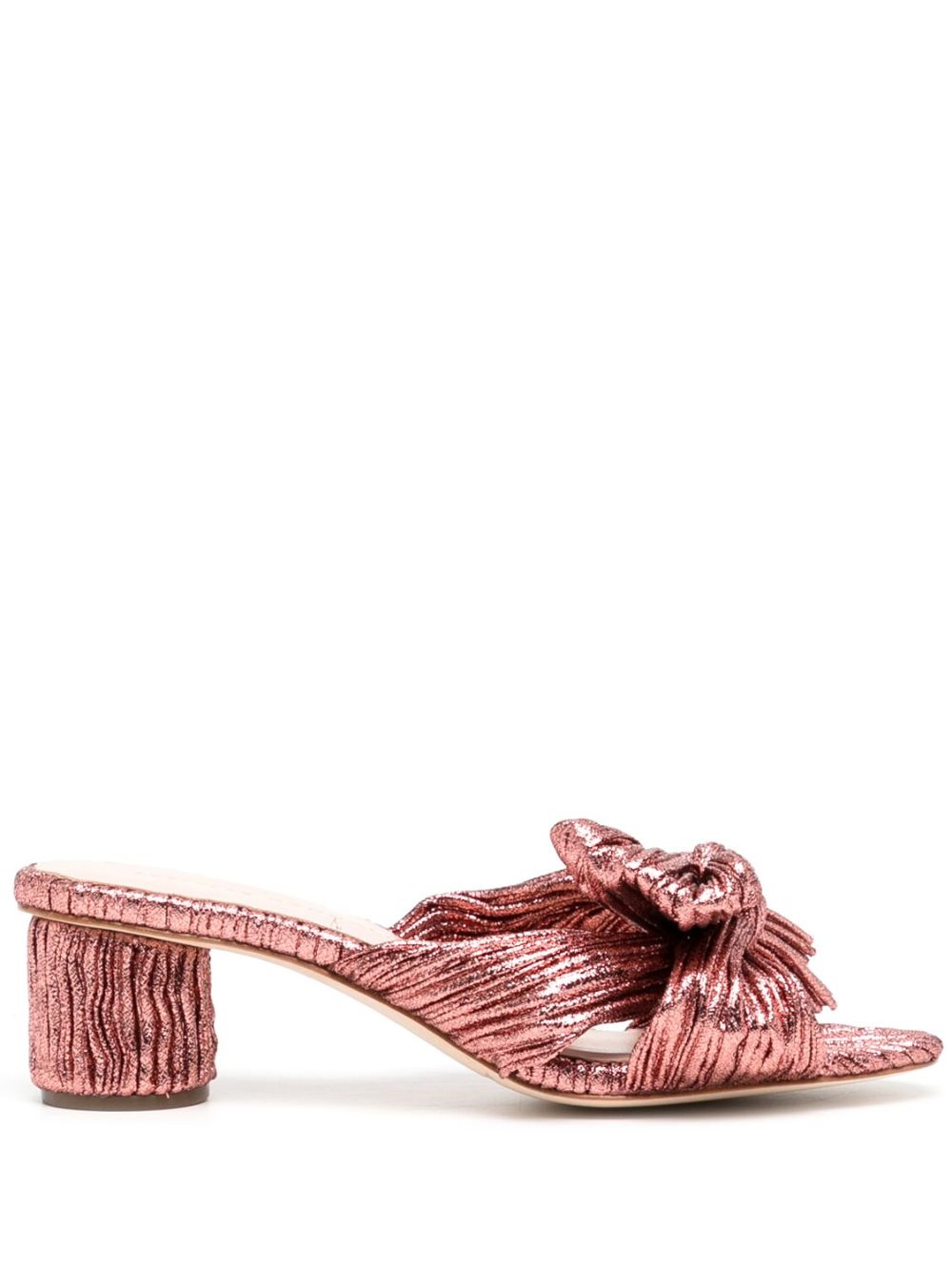 Loeffler Randall 金属感细褶中跟凉鞋 - 粉色