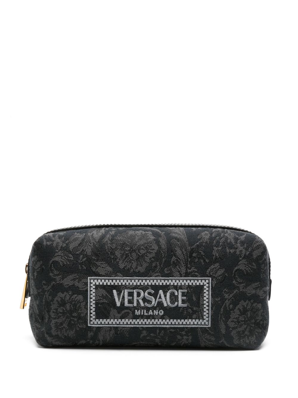 Versace logo刺绣提花化妆包 - 黑色