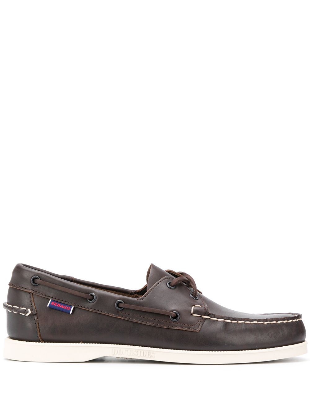 Sebago 系带细节帆船鞋 - 褐色