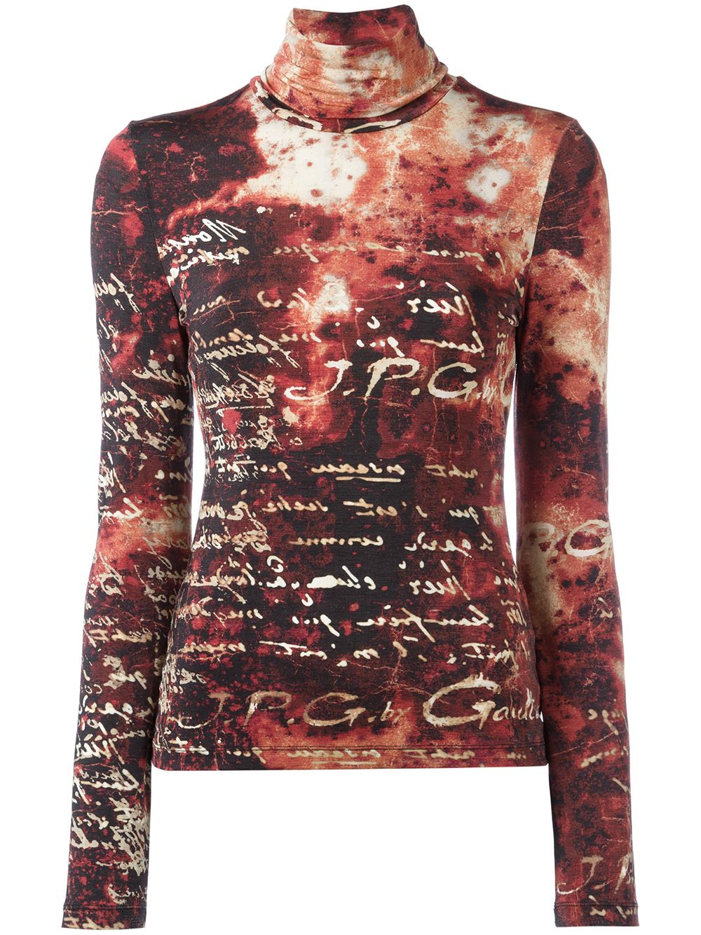 Jean Paul Gaultier Pre-Owned 古着高领文字印花套头衫 - 黑色