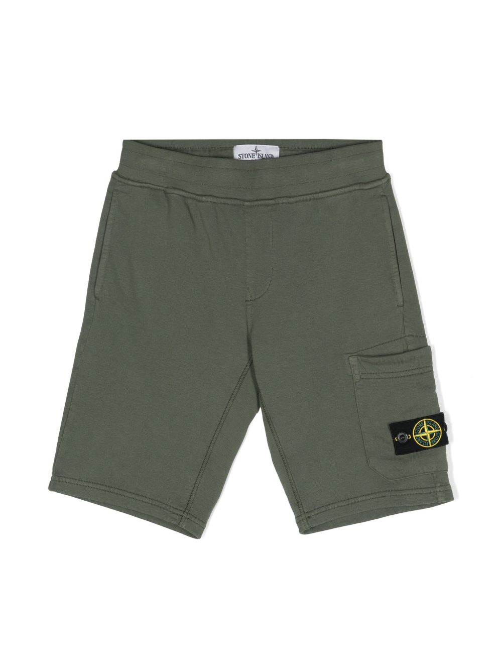 Stone Island Junior 罗盘徽章平纹针织短裤 - 绿色