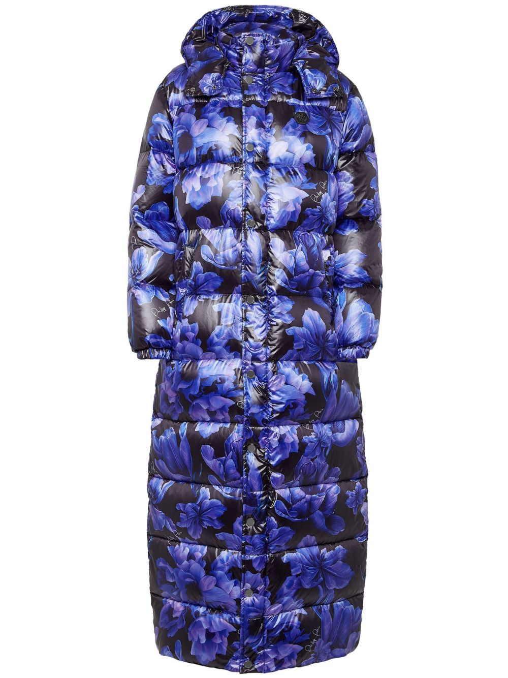 Philipp Plein 花卉印花羽绒夹克 - 蓝色