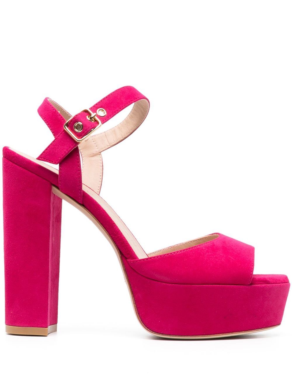 Stuart Weitzman 绒面皮水台式高跟凉鞋 - 粉色