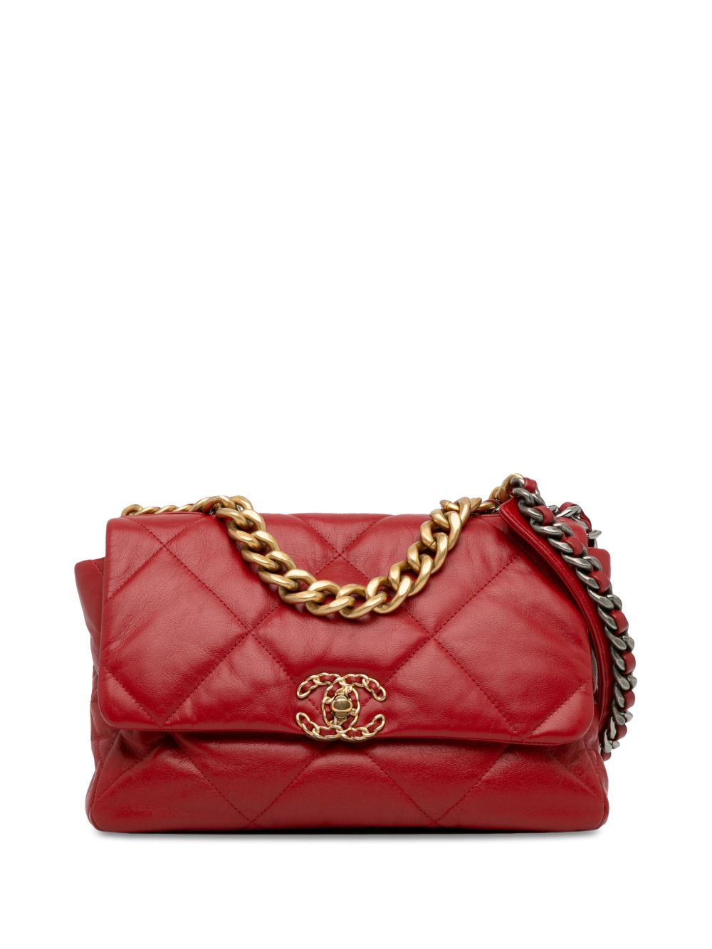 CHANEL Pre-Owned Large Lambskin 19 Flap 斜挎包（2020年典藏款） - 红色