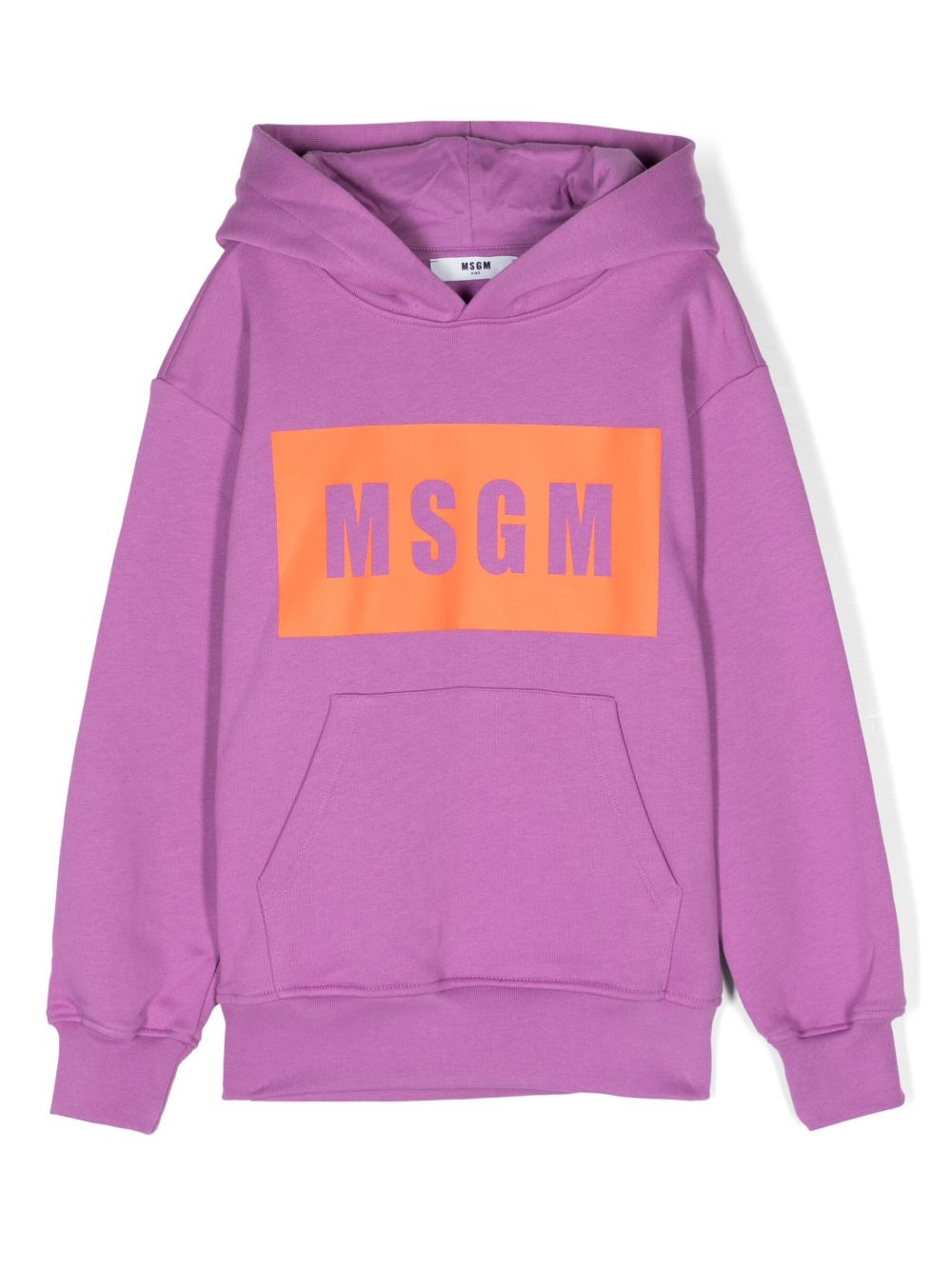 MSGM Kids logo印花棉连帽衫 - 紫色