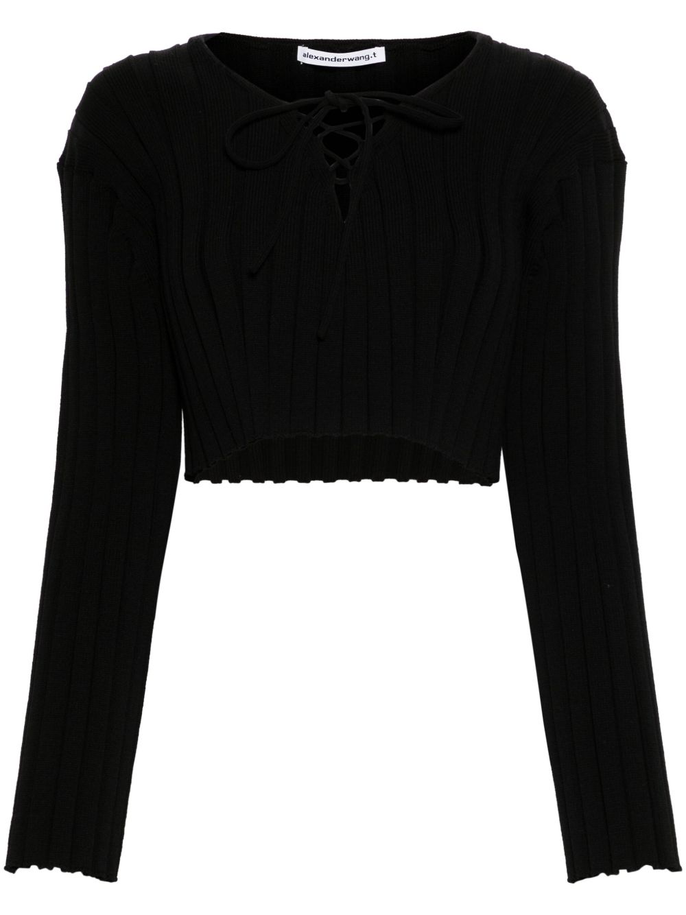 Alexander Wang 罗纹短款毛衣 - 黑色
