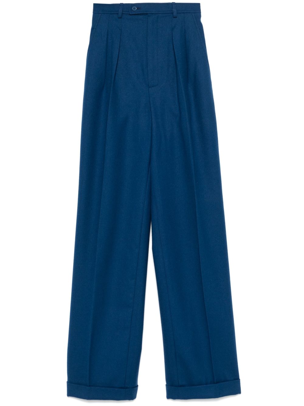 Saint Laurent Pre-Owned 褶饰长裤（1970年代典藏款） - 蓝色