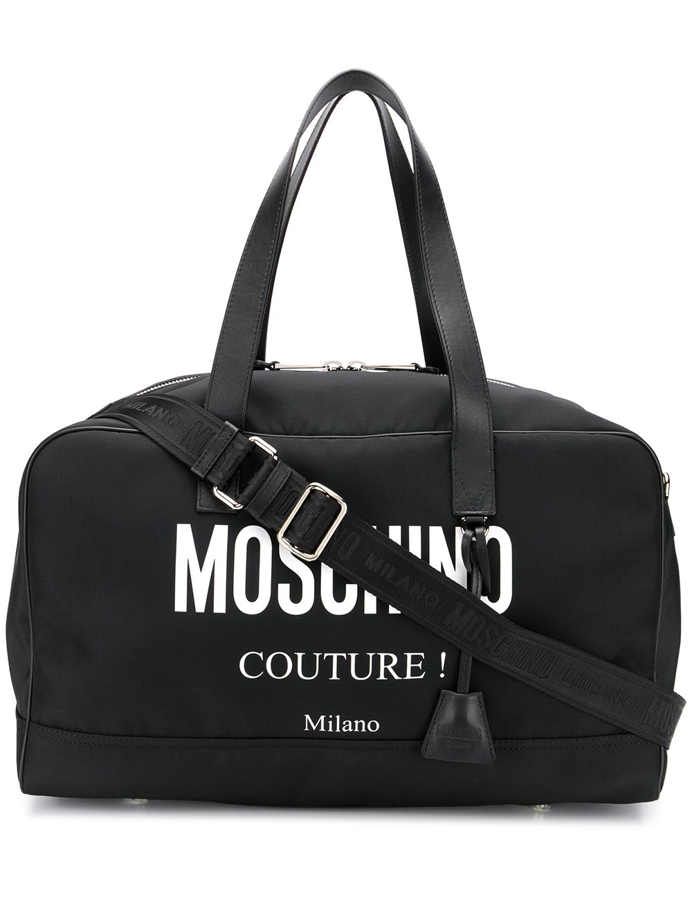 Moschino logo印花手提包 - 黑色