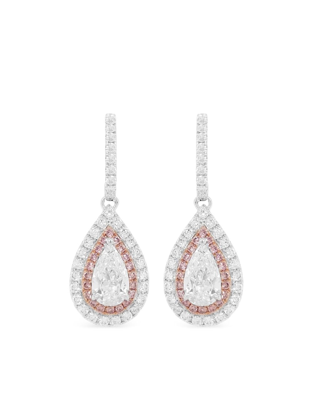 HYT Jewelry 18K白金钻石吊饰耳环 - 银色