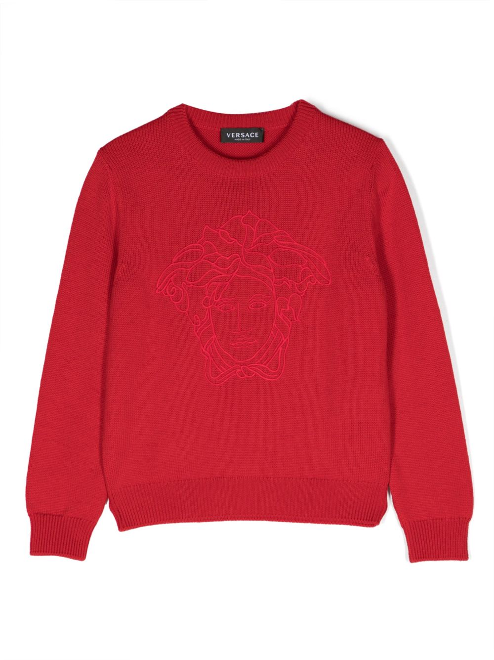 Versace Kids 美杜莎头纹图案毛衣 - 红色