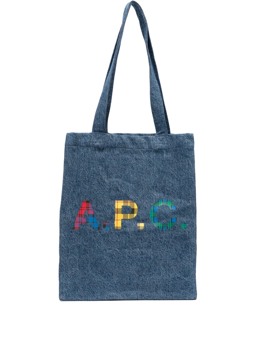 A.P.C. Lou logo印花牛仔手提包 - 蓝色