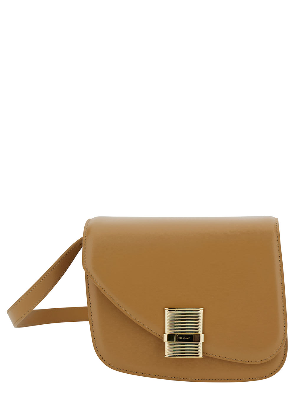 Ferragamo Borsa A Tracolla fiamma S Con Dettaglio Logo E Patta Obliqua In Pelle Beige Donna