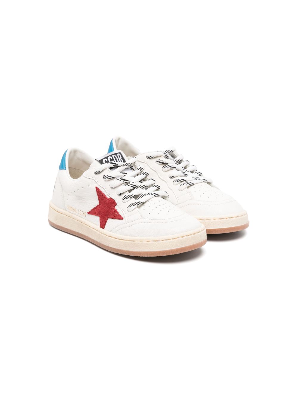 Golden Goose Kids Ball Star 贴花皮质运动鞋 - 白色