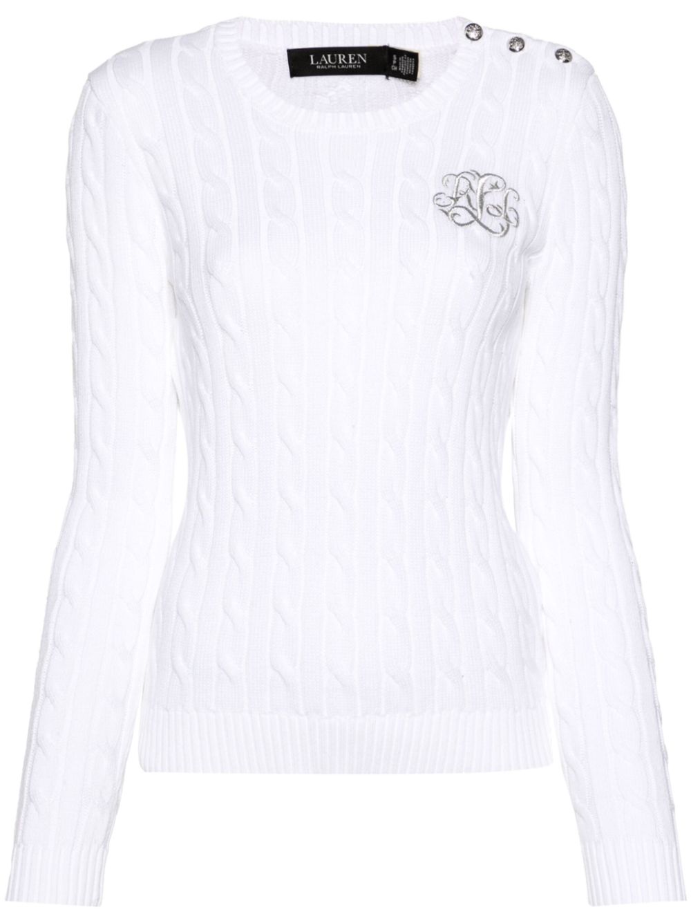 Lauren Ralph Lauren Montiva 粗绞花针织毛衣 - 白色