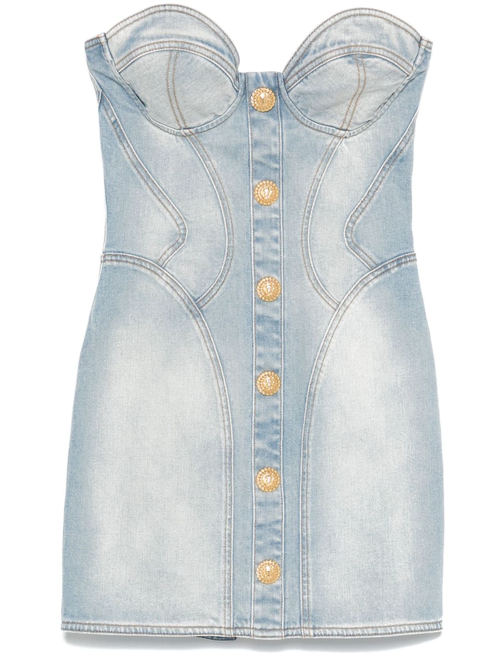 Balmain 牛仔迷你连衣裙 - 蓝色