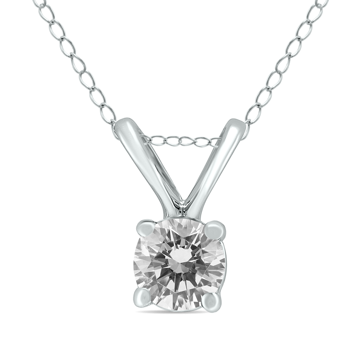 1/4 Carat Round Diamond Solitaire Pendant in 14K White Gold