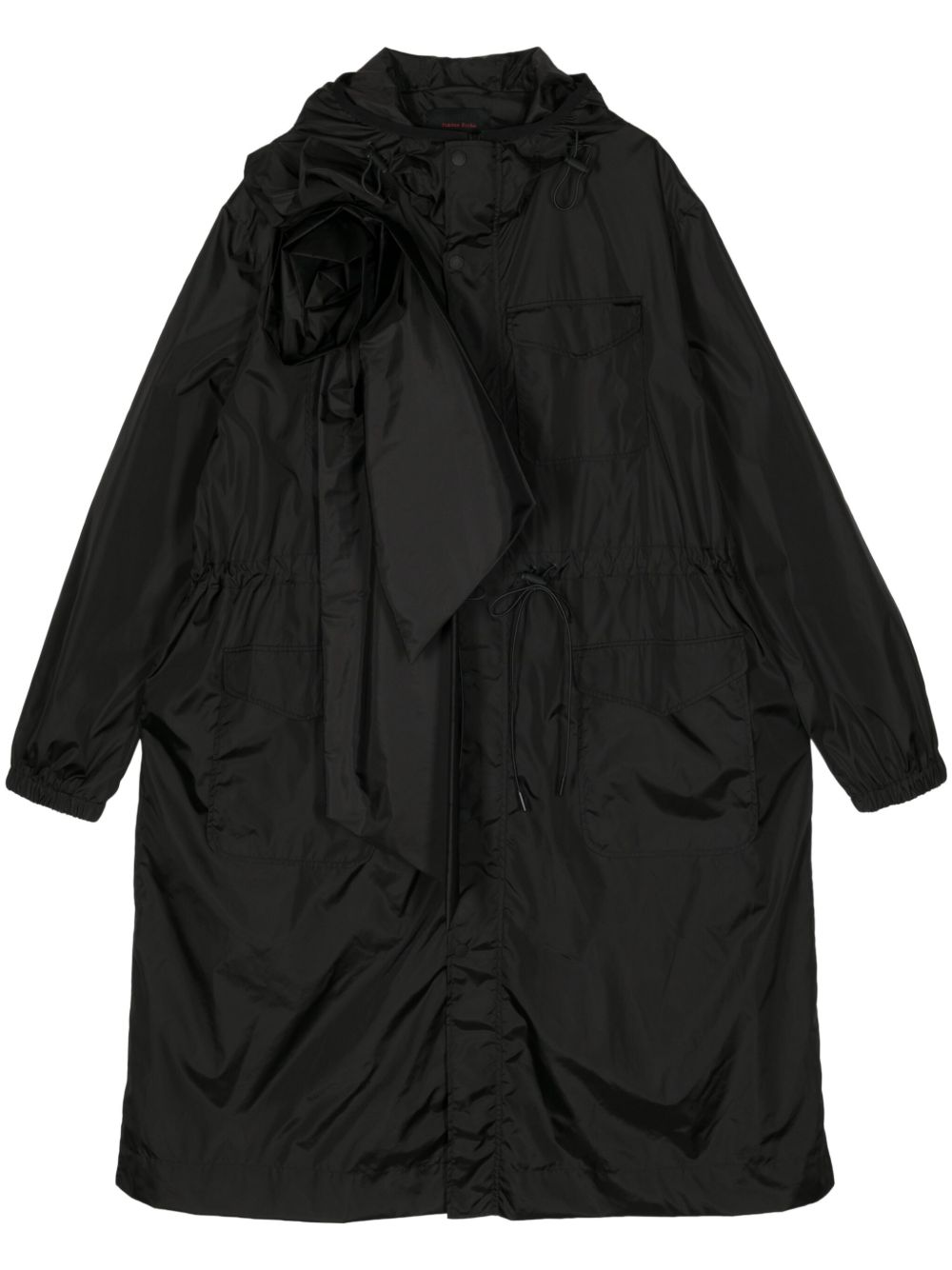 Simone Rocha 玫瑰贴花工装风派克大衣 - 黑色
