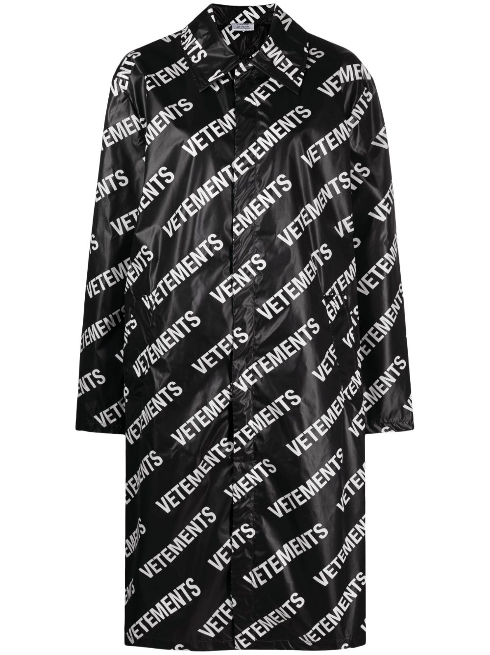 VETEMENTS logo印花中长外套 - 黑色