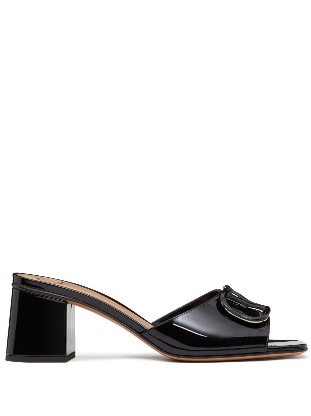 Valentino Garavani VLogo Signature 漆皮中跟凉鞋（6厘米） - 黑色
