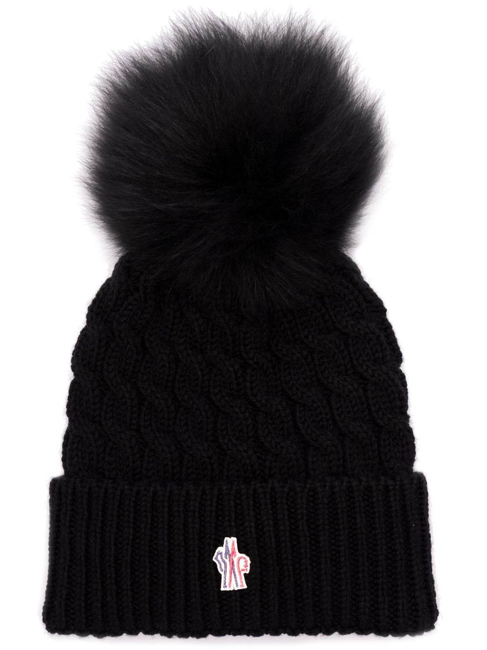 Moncler Grenoble 绒球羊毛套头帽 - 黑色