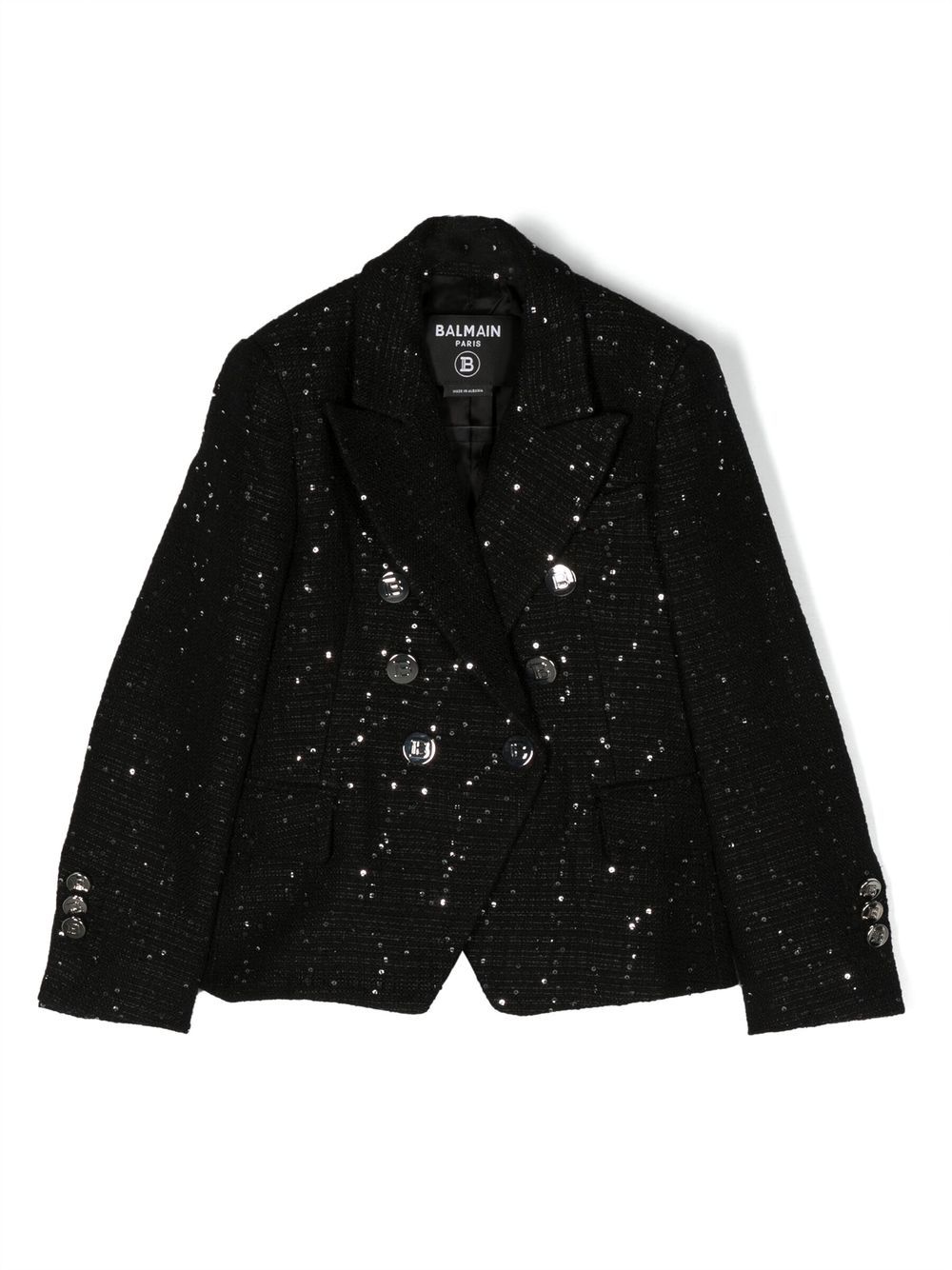 Balmain Kids 双排扣西装夹克 - 黑色