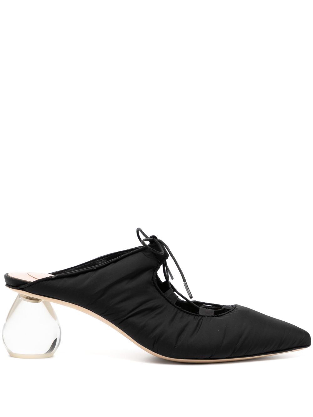 Simone Rocha 尖头系带中跟穆勒鞋（6.5厘米） - 黑色