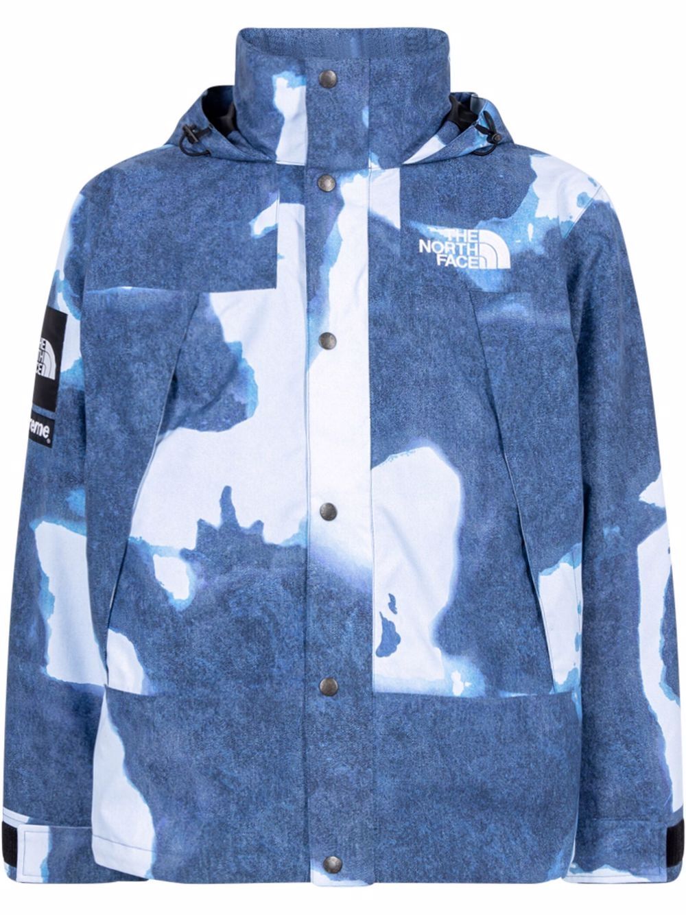 Supreme x TNF 漂白效果牛仔印花登山夹克 - 蓝色