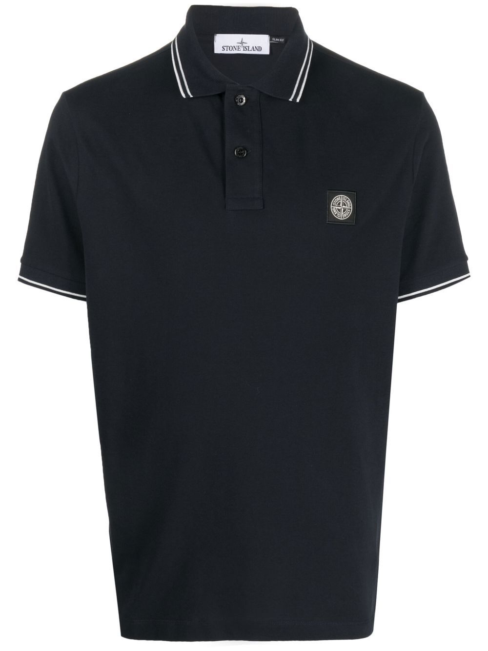 Stone Island 罗盘贴花滚边polo衫 - 蓝色
