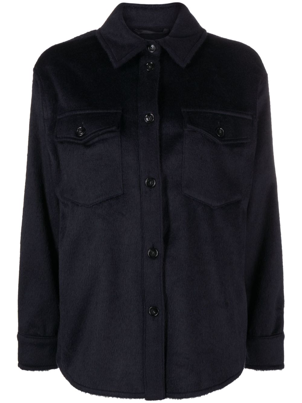 Woolrich 拉绒效果排扣夹克衬衫 - 蓝色